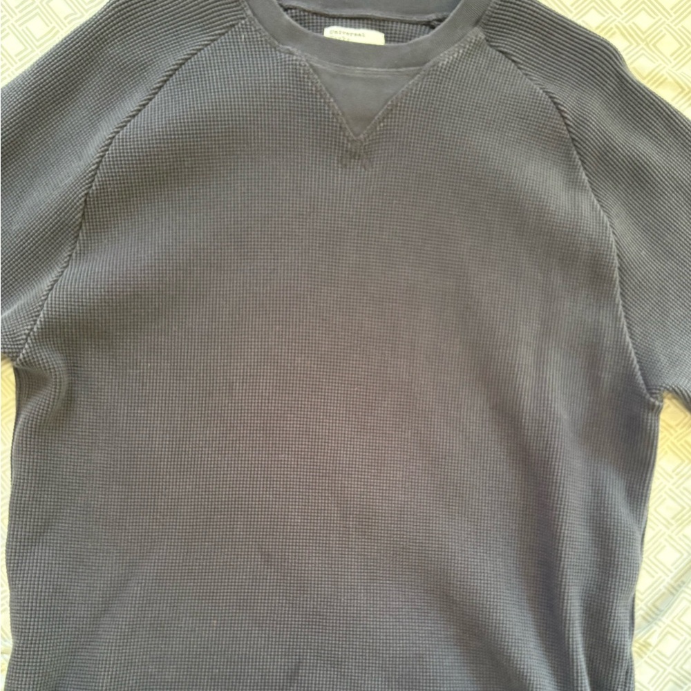 Universal Works Men’s Navy Waffle Thermal sweater Size Large EUC